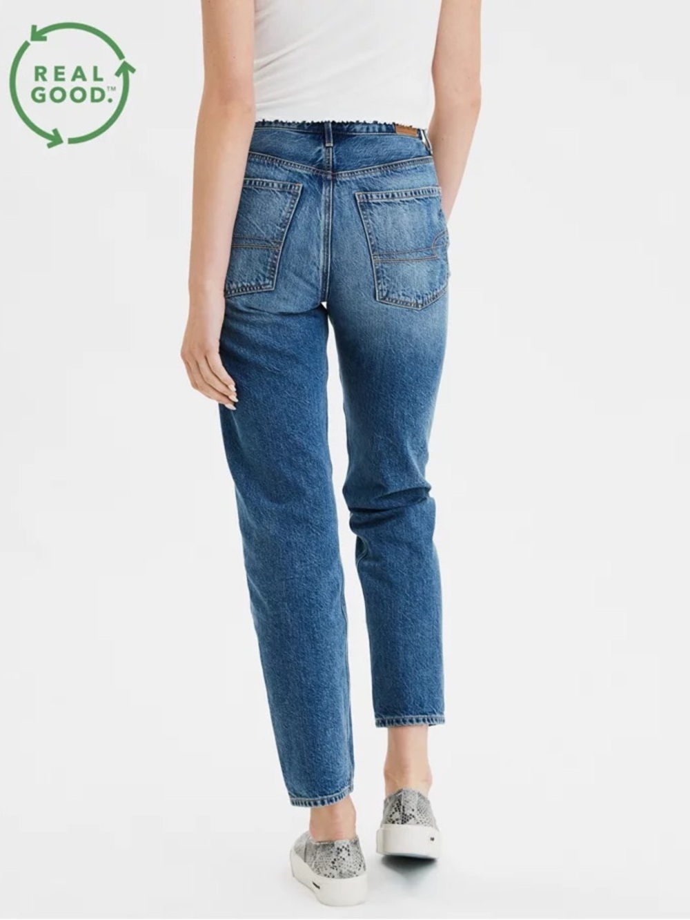 American Eagle Highest Rise 90s Boyfriend Jeans 4 medium Wash Stretch casual - Picture 2 of 11